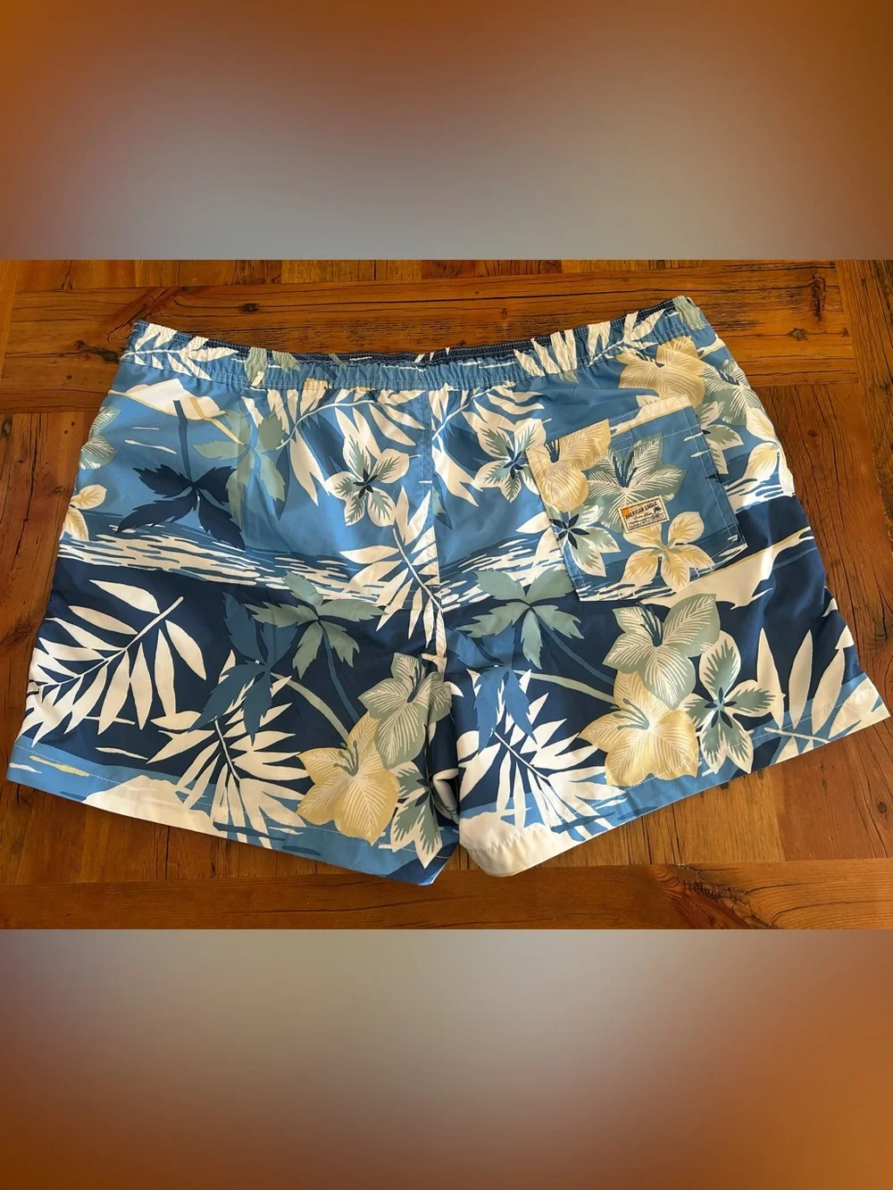 Men's American Eagle Blue Tropical Floral Swim Trunks XXL New Without Tag